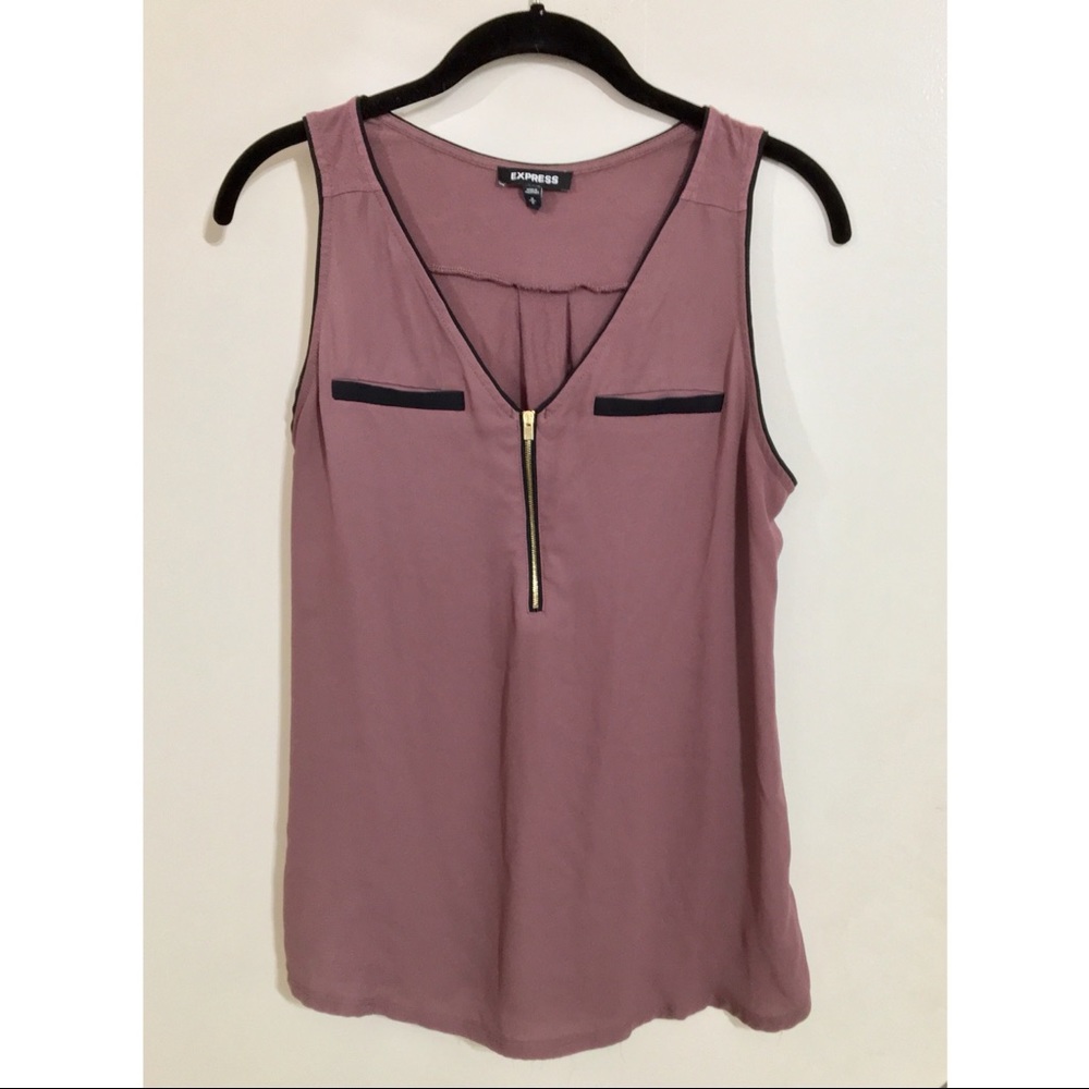 Express Zipper Front Tank Top in Mauve